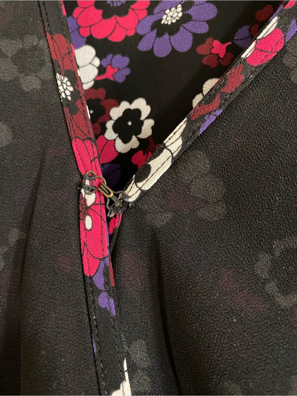 MICHAEL Michael Kors Floral Wrap Long-Sleeve Dress in Black, Magenta, Purple - Picture 11 of 12